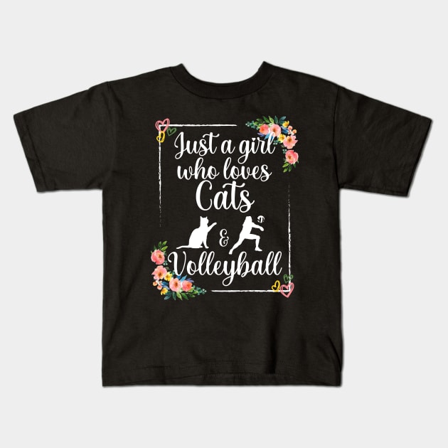 Just a girl who loves cats and volleyball Kids T-Shirt by Myteeshirts